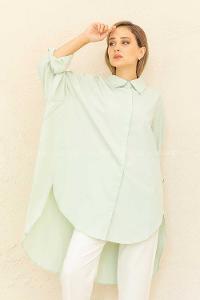 Modalamelif Gizli Düğmeli Gömlek Çağla Yeşili