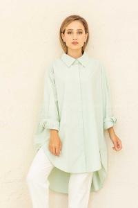 Modalamelif Gizli Düğmeli Gömlek Çağla Yeşili