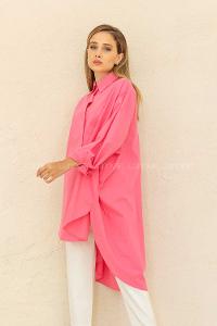 Modalamelif Gizli Düğmeli Gömlek Koyu Pembe