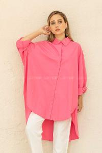 Modalamelif Gizli Düğmeli Gömlek Koyu Pembe