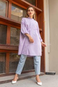 Modalamelif Hakim Yaka Çift Cepli Tunik Lila