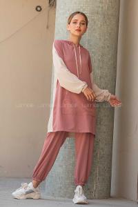 Modalamelif Kapşonlu Spor Takım Gül Kurusu