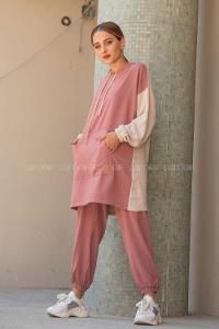 Modalamelif Kapşonlu Spor Takım Gül Kurusu