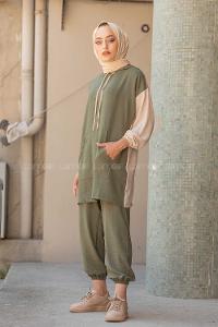 Modalamelif Kapşonlu Spor Takım Haki