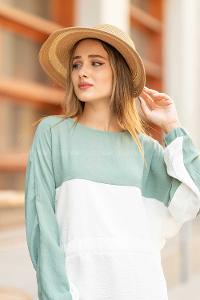 Modalamelif Lora Fularlı Hasır  Şapka Vizonrengi