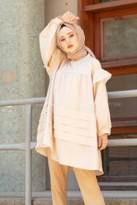 Modalamelif Önü Katlı Salaş Tunik Bej