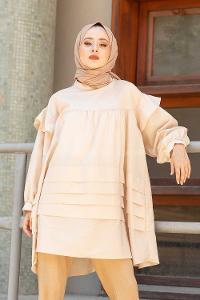 Modalamelif Önü Katlı Salaş Tunik Bej