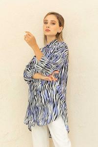 Modalamelif Zebra Desen Gömlek Mavi