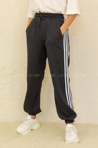 Modalamelif Bel Ve Paça Lastikli Şeritli Eşofman Siyah