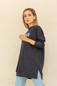 Modalamelif Brunch Yazı Baskılı Sweatshirt Siyah