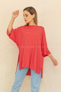 Modalamelif Çizgili T-Shirt Kırmızı