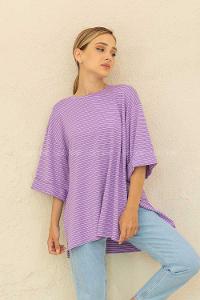 Modalamelif Çizgili T-Shirt Lila