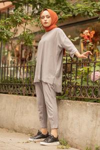 Modalamelif Düşük Kol İkili Takım Gri