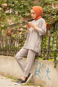 Modalamelif Düşük Kol İkili Takım Gri