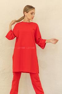 Modalamelif Düşük Kol İkili Takım Kırmızı