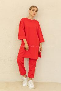 Modalamelif Düşük Kol İkili Takım Kırmızı