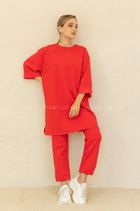 Modalamelif Düşük Kol İkili Takım Kırmızı