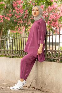 Modalamelif Düşük Kol İkili Takım Mor