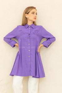 Modalamelif Önü Pileli Tunik Lila