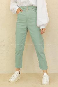 Modalamelif Beli  Lastikli Jean Mint Yeşili