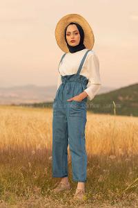 Modalamelif Beli Lastikli Kot Slopet Açık Mavi