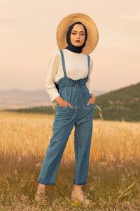 Modalamelif Beli Lastikli Kot Slopet Açık Mavi