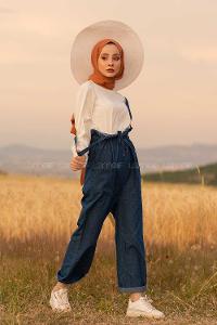 Modalamelif Beli Lastikli Kot Slopet Mavi