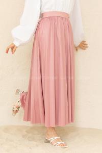 Modalamelif Deri Görünümlü Laklı Etek Pudra