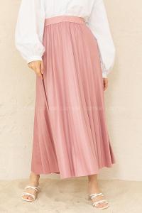 Modalamelif Deri Görünümlü Laklı Etek Pudra