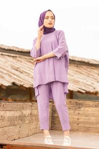 Modalamelif Düşük Kol İkili Takım Lila