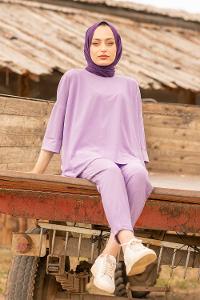Modalamelif Düşük Kol İkili Takım Lila