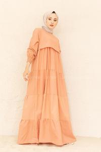 Modalamelif Kol Lastikli Katlı Elbise Gül