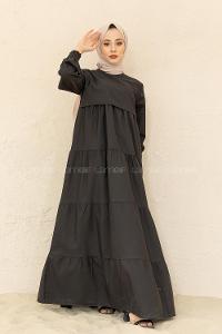 Modalamelif Kol Lastikli Katlı Elbise Siyah