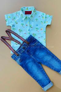 Modalamelif Erkek Çocuk Slim Askılı Jean Pantolon