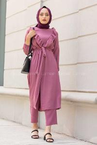 Modalamelif Önü Fırfırlı İkili Takım Açık Mor