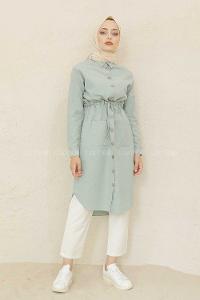 Modalamelif Bel Büzmeli Tunik Çağla Yeşili