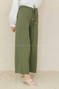 Modalamelif Bel Lastikli Ayrobin Pantolon Haki