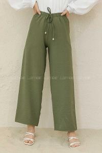 Modalamelif Bel Lastikli Ayrobin Pantolon Haki