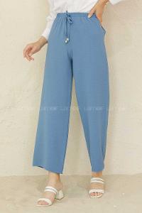 Modalamelif Bel Lastikli Ayrobin Pantolon İndigo
