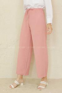 Modalamelif Bel Lastikli Ayrobin Pantolon Pudra