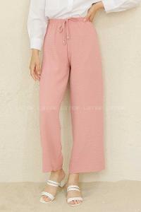 Modalamelif Bel Lastikli Ayrobin Pantolon Pudra
