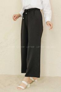 Modalamelif Bel Lastikli Ayrobin Pantolon Siyah