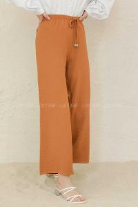 Modalamelif Bel Lastikli Ayrobin Pantolon Taba