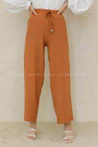 Modalamelif Bel Lastikli Ayrobin Pantolon Taba