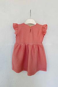 Modalamelif Kız Bebek Pudra Ham Keten Elbise