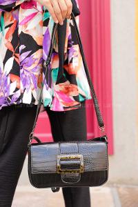 Modalamelif Trok Desen Tokalı Çanta Siyah