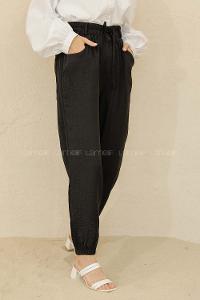 Modalamelif Beli Lastikli Cepli Pantolon Siyah