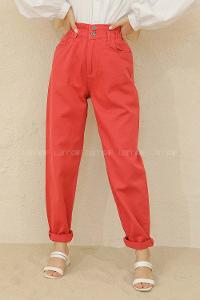 Modalamelif Beli  Lastikli Jean Kırmızı