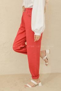 Modalamelif Beli  Lastikli Jean Kırmızı