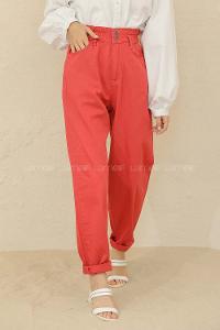 Modalamelif Beli  Lastikli Jean Kırmızı